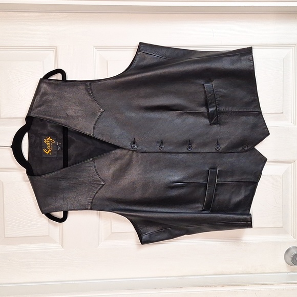 Scully Geniune Leather Western Button Snap Front Mens L Black - Picture 1 of 7